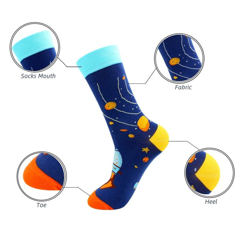 TOEJYJ TOEJY Fun Crazy Funny Dress Socks for Men, Cute Novelty Cool Silly Funky Pattern Graphic Calf Cotton Crew Socks Gift - Image 3